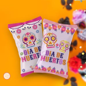 Druckbare Dia de los Muertos Chiptüten Vorlage - Tag der Toten - Schulklasse Geschenkanhänger, Mitbringsel