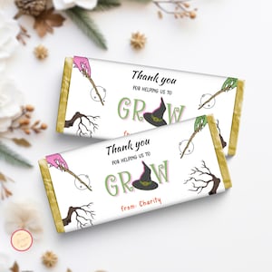 Witch-Themed Teacher Appreciation Chocolate Wrapper Template, Editable and Printable Party Favor Digital Download, YLWPO