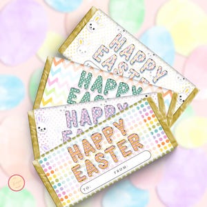 Happy Easter Chocolate Wrapper Bundle, Ready to Print PDF, Chocolate Label for Kids, Classroom Gifts, Teacher, Church, Basket Stuffer