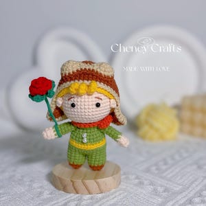 Crochet Little Prince Doll: Handmade Amigurumi Plush with Rose