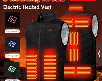 Unisex USB-verwarmingsvest – 9 verwarmingszones – Wasbaar – Lange batterijduur