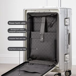 Aluminum frame suitcase | Abs+PC hard Shell | USB Charging Port | TSA Lock | Durable Rolling Luggage