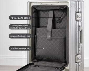 Aluminum frame suitcase | Abs+PC hard Shell | USB Charging Port | TSA Lock | Durable Rolling Luggage
