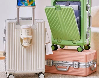 Valigia trolley in alluminio da 20 pollici | Lucchetto TSA | Bagaglio da viaggio leggero | Ruote girevoli a 360° | Valigia da cabina | Alluminio resistente