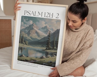 Psalm 121 Bible Verse Print: Christian Impressionism Wall Art (Digital Download)