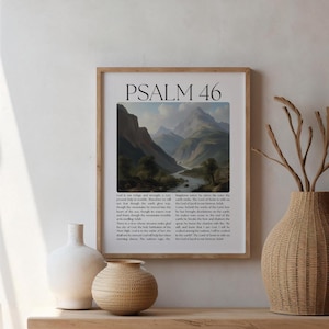 Psalm 46 Bible Verse Wall Art Mountain Art,Christian Home Decor, Psalm 46 Christian Print, Aesthetic Faith Wall Decor, Faith Gift For Her