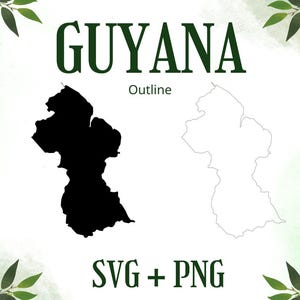 Guyana Outline Map SVG | Outline Map Vector | Outline Map Vector