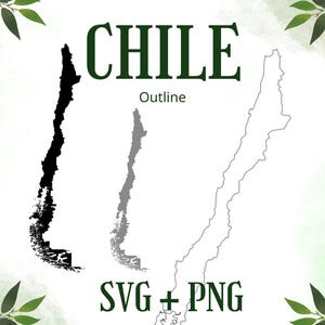 Chile Outline Map SVG | Contour Carte Vectoriel | Contorno Mapa Vector