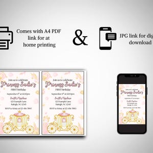 Invitaciones de cumpleaños personalizadas para niñas / Invitación de fiesta personalizada con nombre y detalles / Tarjeta de cumpleaños imprimible rosa