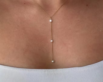14k gold filled 'Pearl Drop Necklace', waterproof