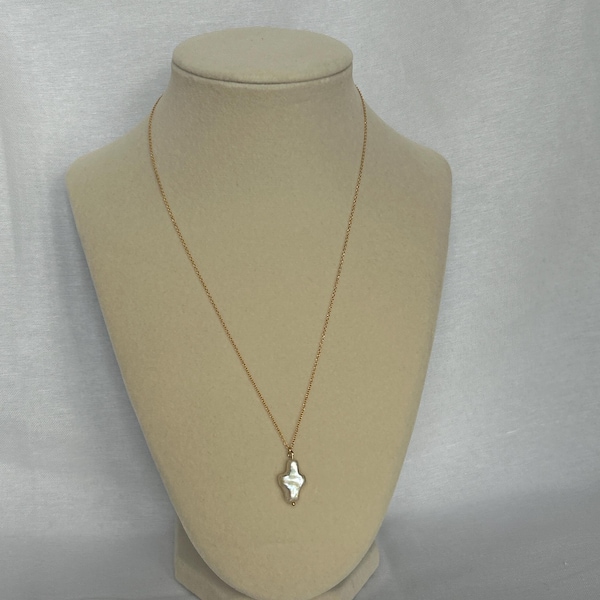 Petite Pearl Cross Necklace 18K Gold main image 1