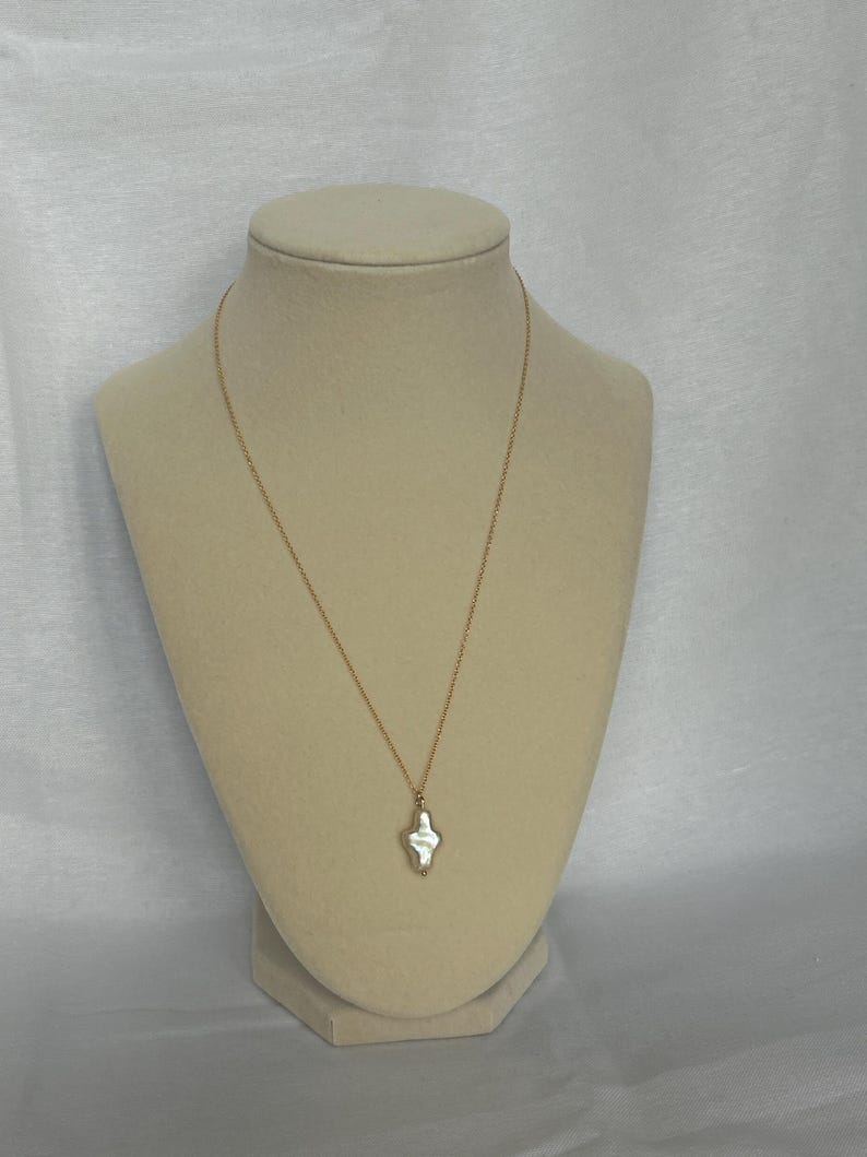 The Mini Pearl Cross Necklace-Gold image 1