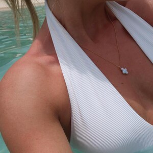 The Mini Pearl Cross Necklace-Gold image 3