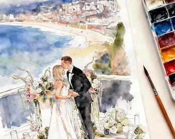 Custom Watercolor Couple Portrait from Photo|Couple Proposal gift|Wedding/Engagement gift| Hand painted|Gift for Girlfriend/Boyfriend
