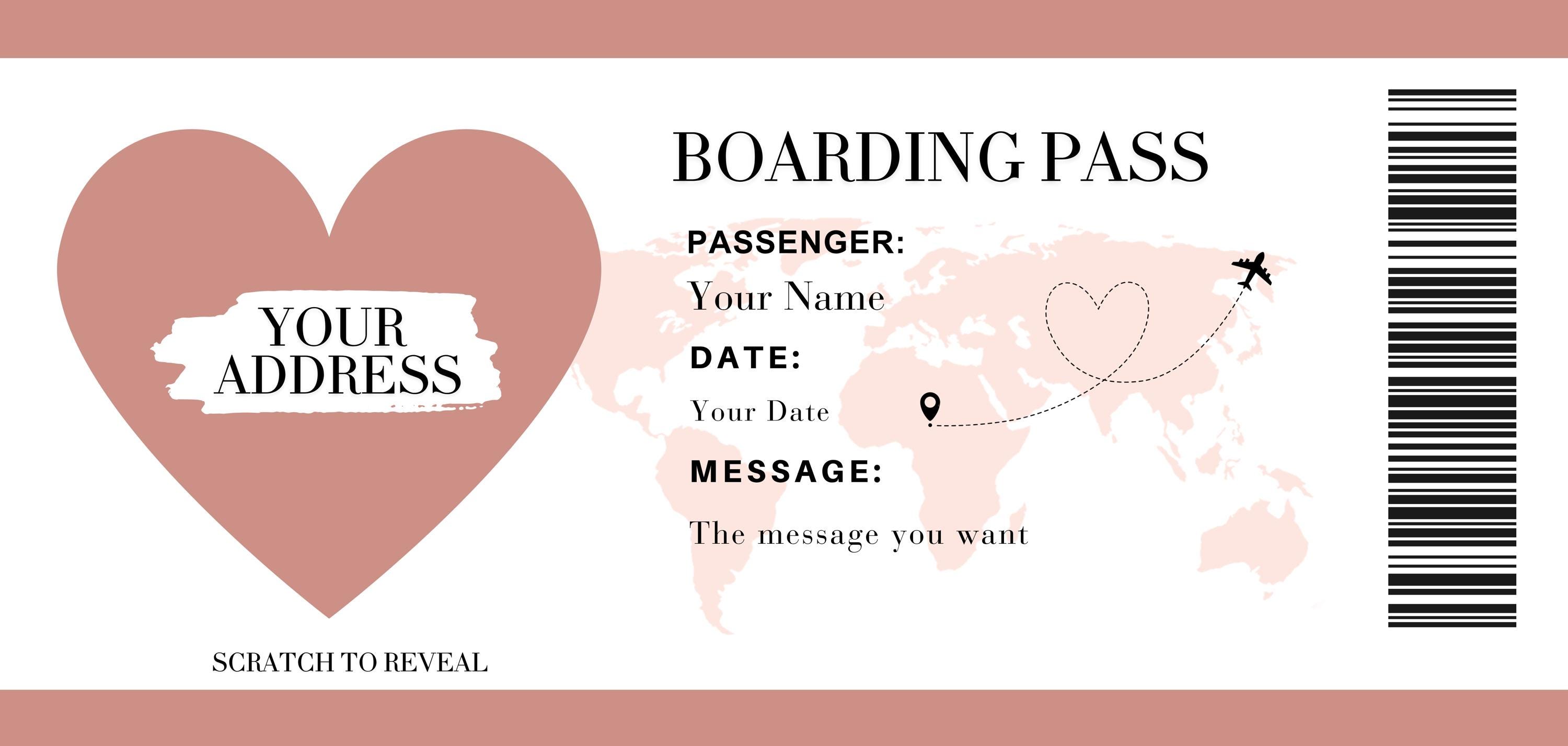 Personalized Scratch Cards, Custom Scratch Reveal Boarding Pass ...