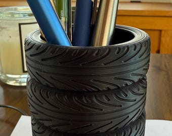 Stacked Tire Pen Holder: 3D Printed Desk Organizer
