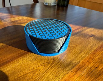 Set di sottobicchieri stampati in 3D: sottobicchieri per bevande in PLA con motivo esagonale moderno e supporto