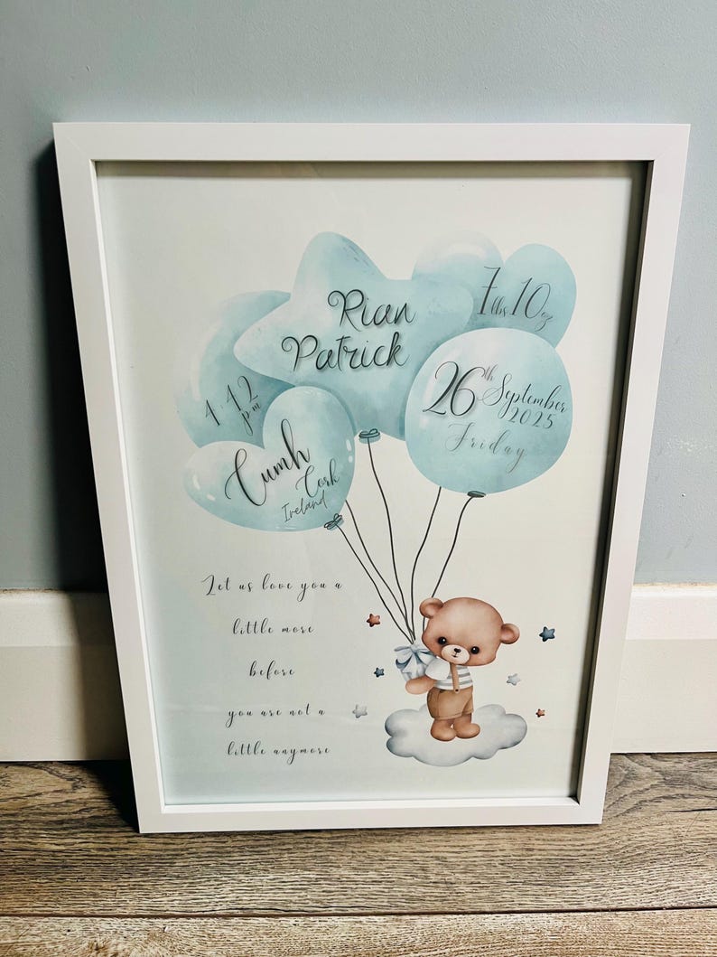 Personalised Baby Birth Chart Print – Christening Gift, Newborn ...
