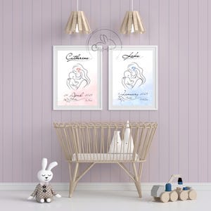 Tema nascita personalizzato/annuncio di nascita/ricordo blu o rosa