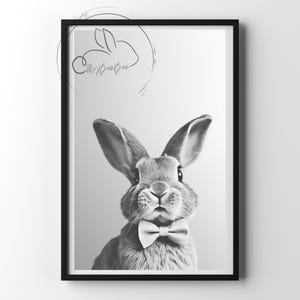 Black & white rabbit poster wall art