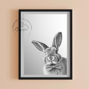 Black & white rabbit illustration