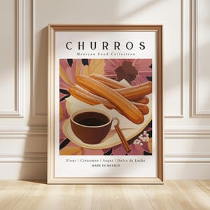 Churros Art Print, Spanish Dessert Poster, Sweet Treat Kitchen Decor, Foodie Gift
