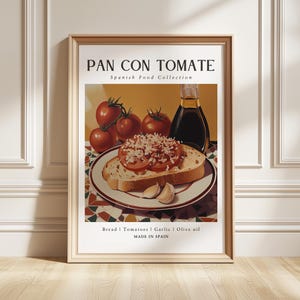 Pan con Tomate Art Print, Spanish Tapas Poster, Rustic Kitchen Decor, Foodie Gift