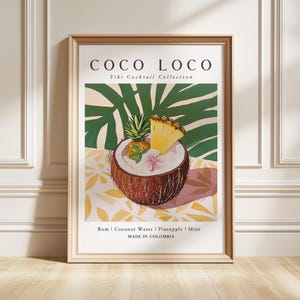 Coco Loco Kunstdruck, Cocktail Poster, Strandbar Dekoration, Foodie Geschenk