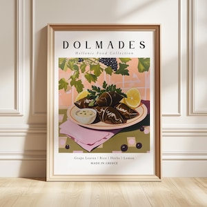 Dolmades Art Print, Greek Food Poster, Mediterranean Kitchen Decor, Foodie Gift