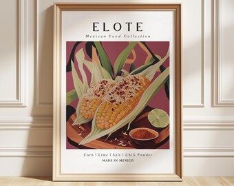 Impresión artística de elote, póster de comida callejera mexicana, decoración de cocina, regalo gourmet