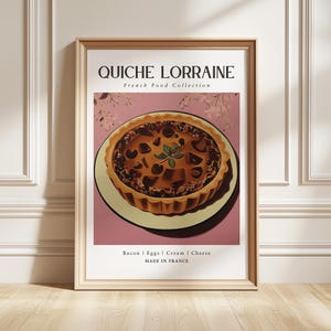 Quiche Lorraine Art Print, poster Frans eten, keukenmuurdecoratie, cadeau voor fijnproevers