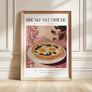 Lámina artística de quiche de desayuno, póster de brunch sabroso, decoración de pared para cocina, regalo para amantes de la gastronomía