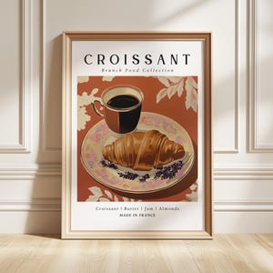 Croissant Art Print, French Pastry Poster, Bakery Kitchen Decor, Foodie Gift