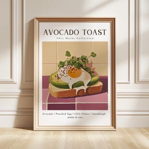 Avocado Toast Art Print, Brunch Food Poster, Modern Kitchen Decor, Foodie Gift