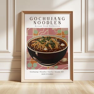 Gochujang Nudeln Kunstdruck, scharfes koreanisches Essen Poster, moderne Küchendeko, Foodie Geschenk