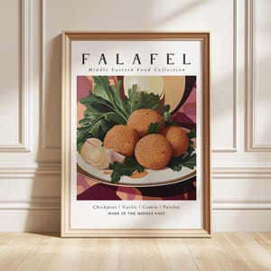 Falafel Kunstdruck, Naher Osten Essen Poster, Mediterrane Küche Dekor, Foodie Geschenk