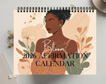 2026 Affirmation Calendar for Black Women | Self Care Monthly Planner Gift