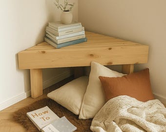 Tavolo angolare moderno / panca / tavolino laterale triangolare, legno, tavolino laterale, treppiede