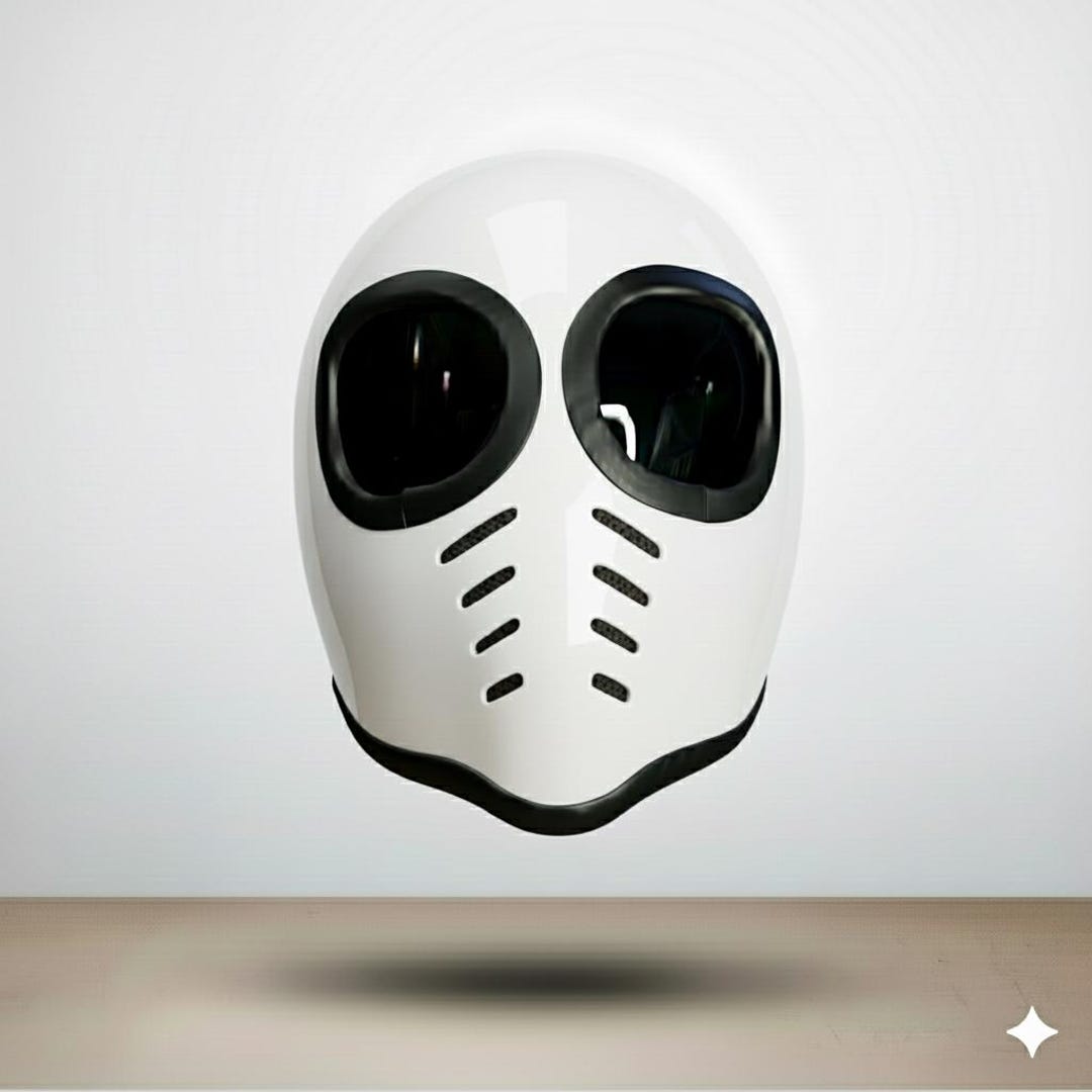 Vintage Glossy White Alien Full Face Helmet Handmade Motorcycle Gear ...