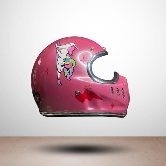 doodle motorcycle helmet Helmet Custom Bandit Metallic Pink Doodle Art Retro Motorcycle Chopper  Bobber