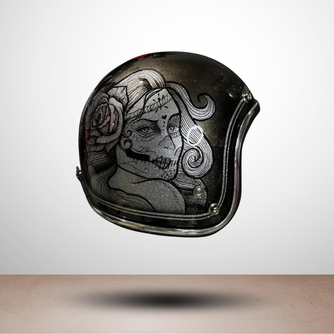 Helmet Custom Metal Flake Motorcycle Chicano Style Motorcycle Cafe