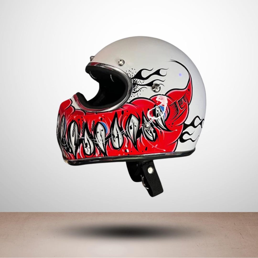 gangster motorcycle helmets Lowest Profile German Helmet high definition and adjustable nylon chin strap with snap release buckle Off Road D/V Gangster Helmet