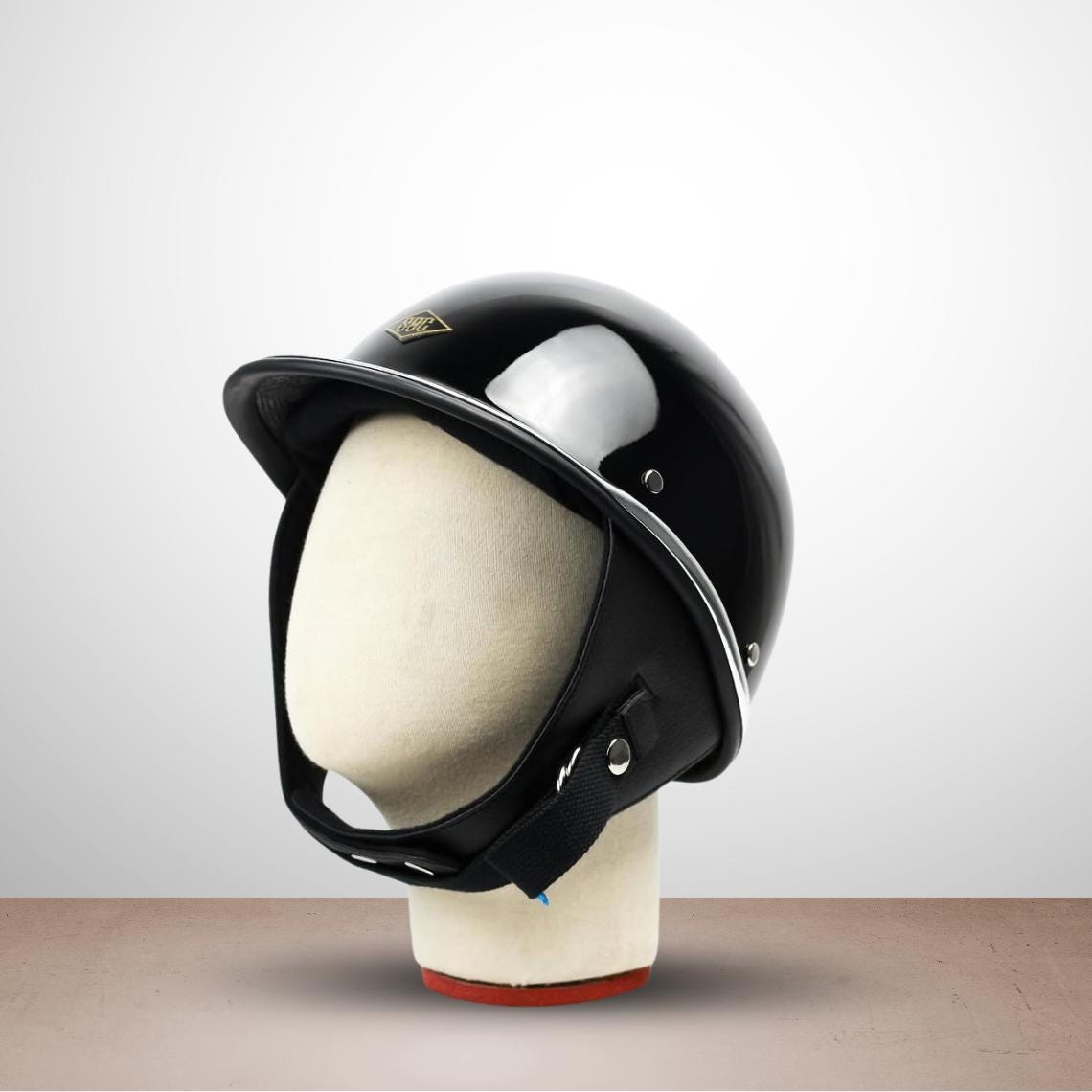 derby style motorcycle helmets Milwaukee Performance MPH9861N Novelty Glossy Black Half High Impact Polycarbonate to Prevent Shattering on Impact Daytona Skull Cap Half Helmet