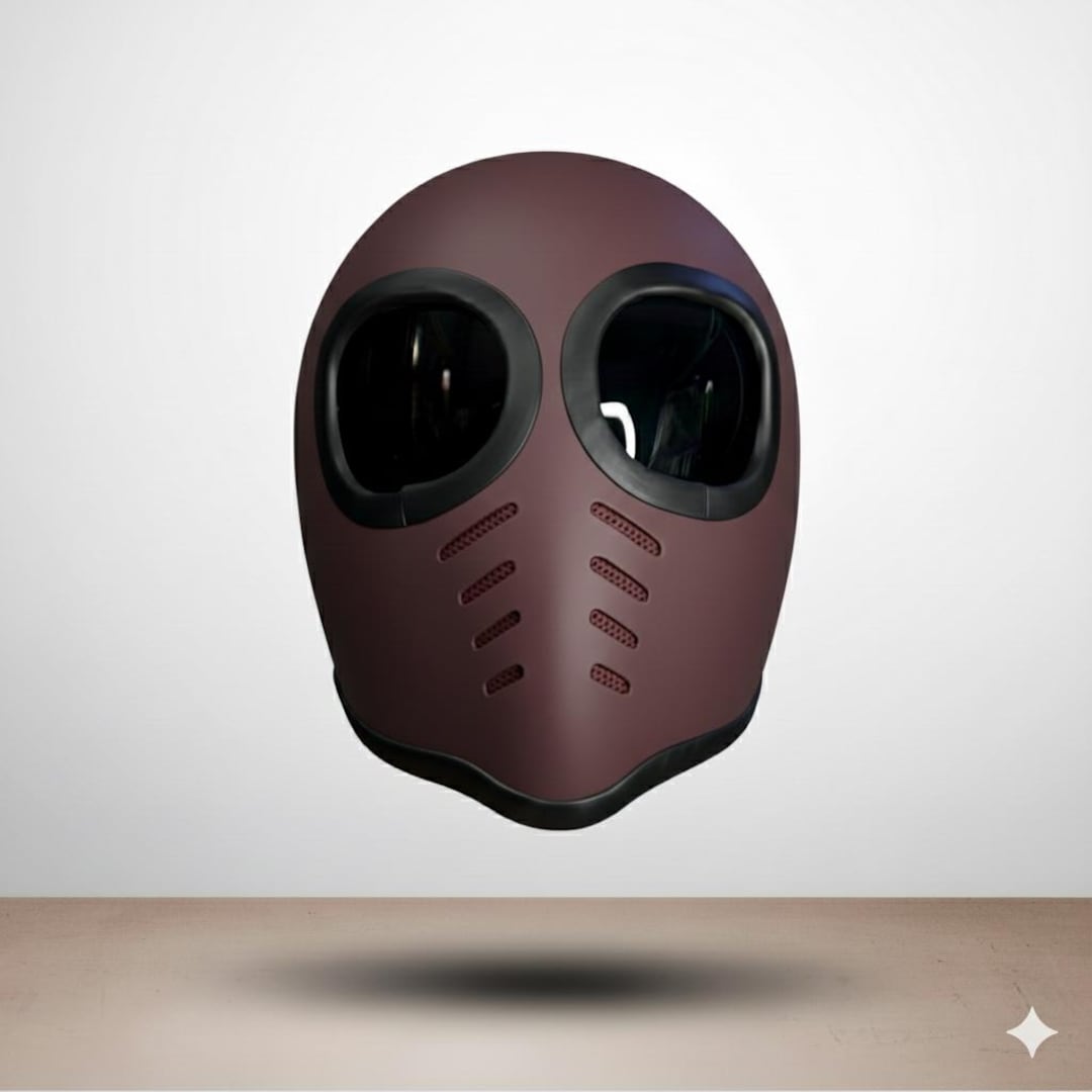 Handmade Alien Motorcycle Helmet Maroon Red Retro Vintage Full Face ...