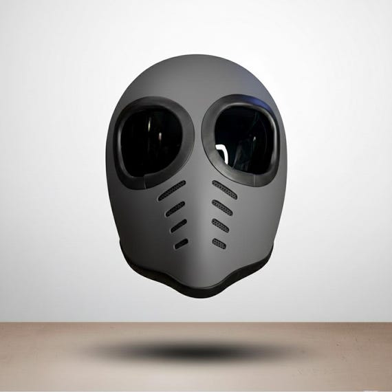 alien motorcycle helmet grey Handmade Alien Motorcycle Helmet Matte Grey Retro Vintage Full Face Gear  for Chopper Bobber