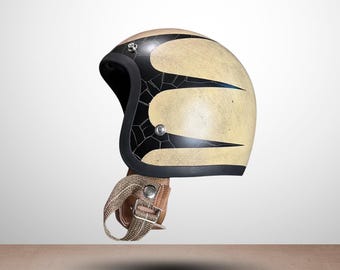 スリムヘッド 500TX パティーナ バイクヘルメット ハンドメイド ヴィンテージスタイル レザーストラップ付き