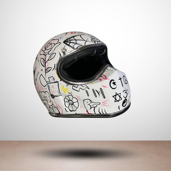 custom pink motorcycle helmet Smiling Face in Neon Pink Custom Painted Airbrushed Motorcycle Helmet