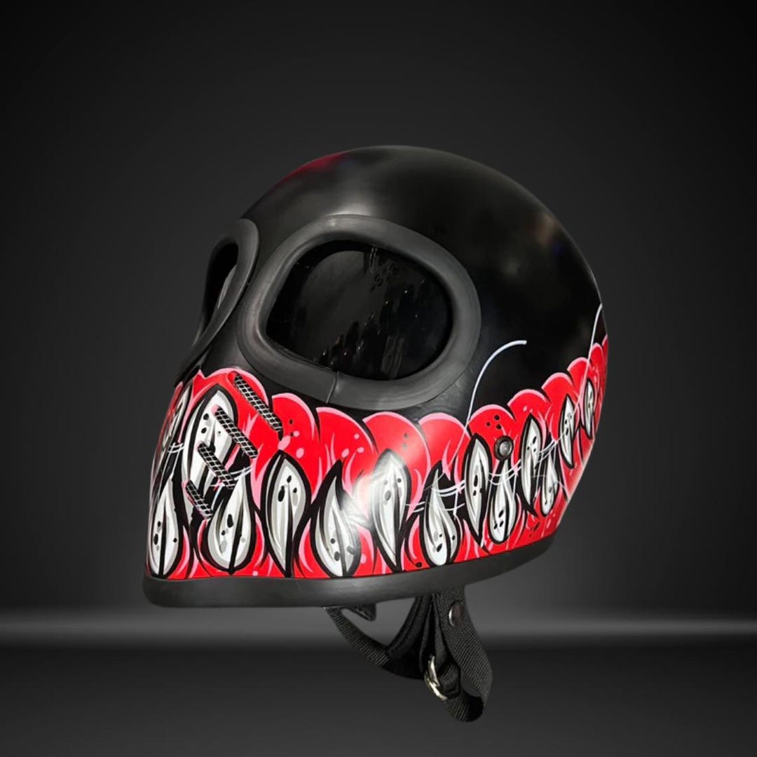 Alien Venom Motorcycle Helmet Custom Handmade Airbrush Design With