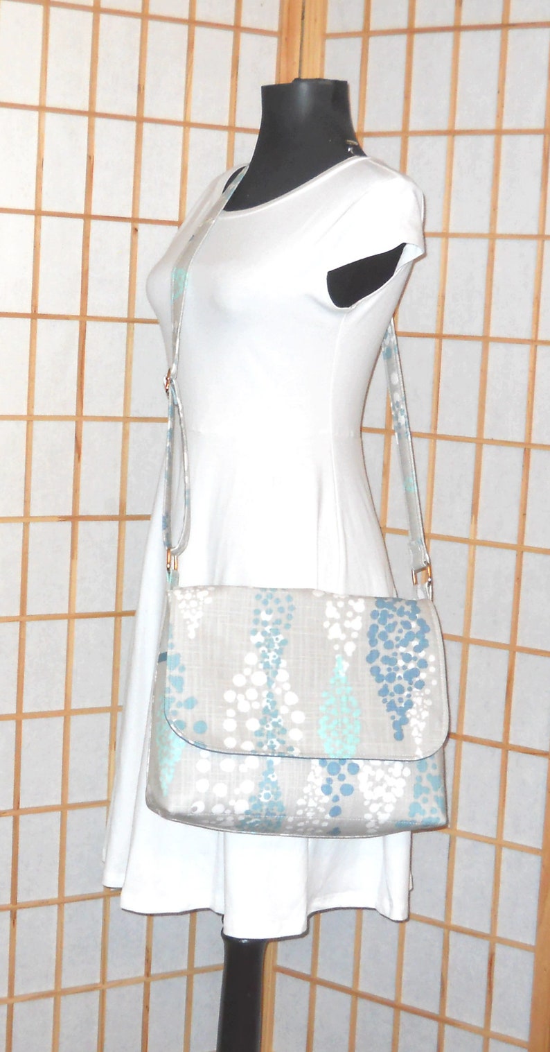 Medium Gray Teal Messenger Style Purse for Women Fabric Etsy