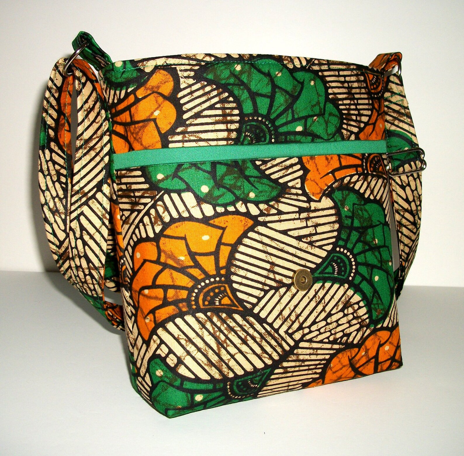 Small Messenger Bag Hip Bag African Print with Green and Etsy